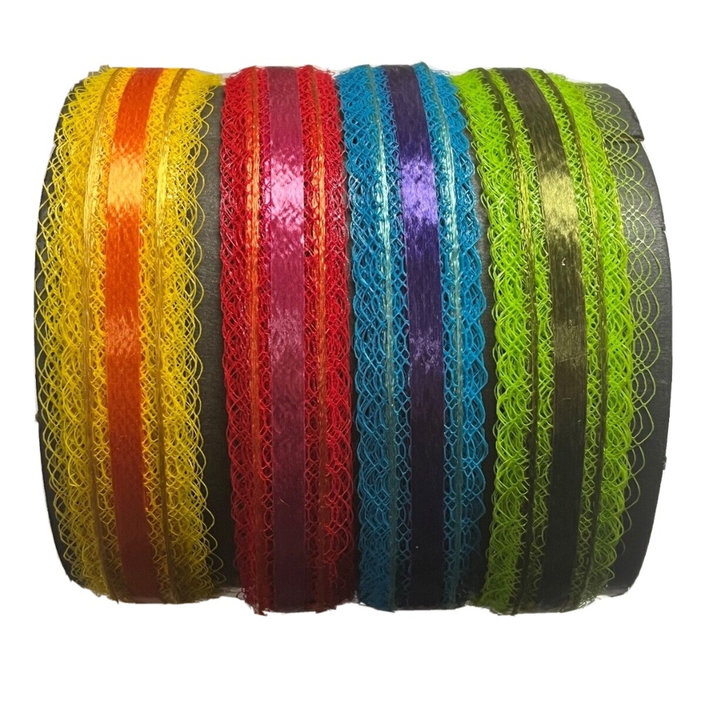 Vintage Colorful Decorative Lace Ribbon Yellow, Red, Blue, Green - 4 Yar…